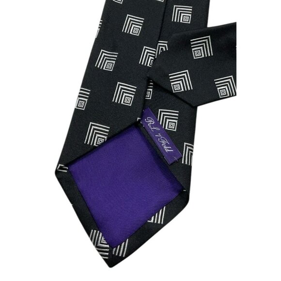 RALPH LAUREN PURPLE LABEL 7Fold Men's Silk Tie LUXURY Black Geometric W:3.5" EUC - Picture 6 of 6